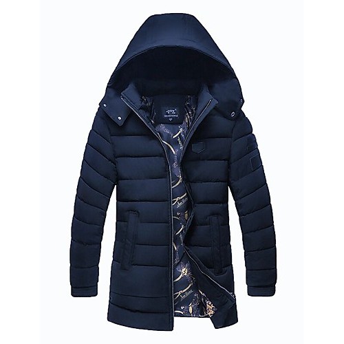 Men's Regular Padded CoatPolyester Solid Long Sleeve